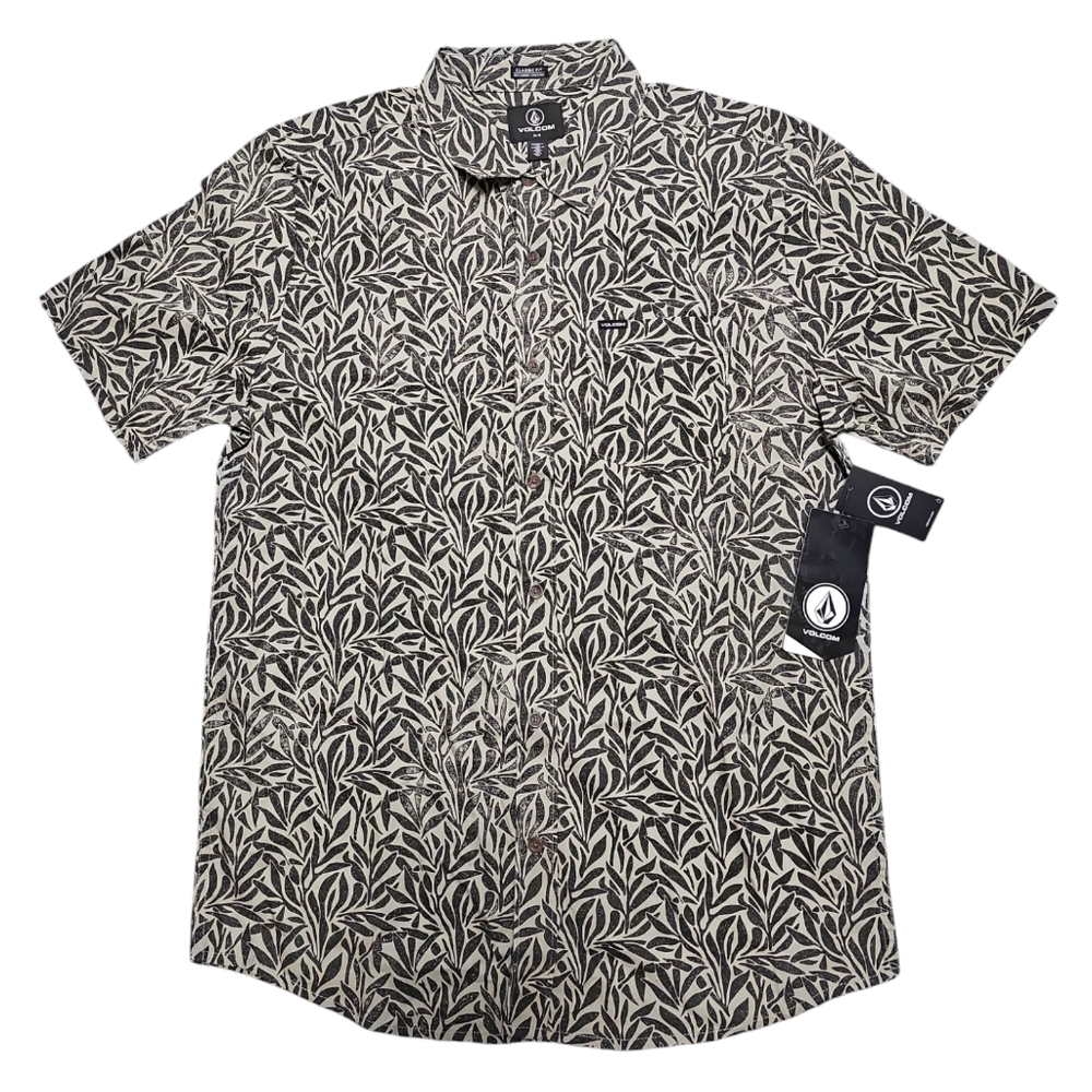 VOLCOM Men's Falling Leaf Short Sleeve Shirt  Abyss Size M